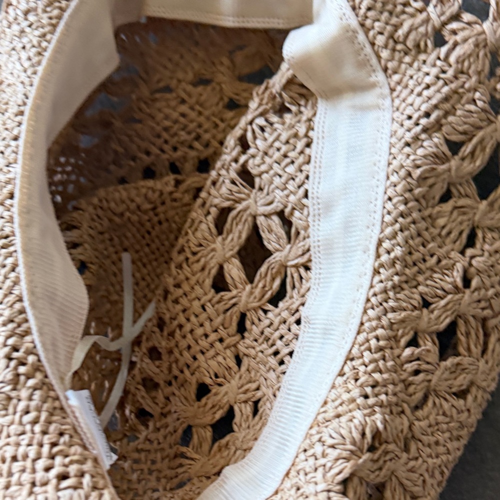 Braided Straw Crochet Sun Hat - Natural Brown - Picture 3 of 3